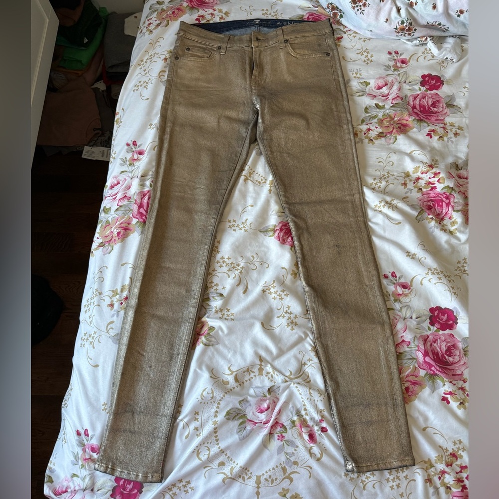 7 for all mankind the skinny gold jeans size 30